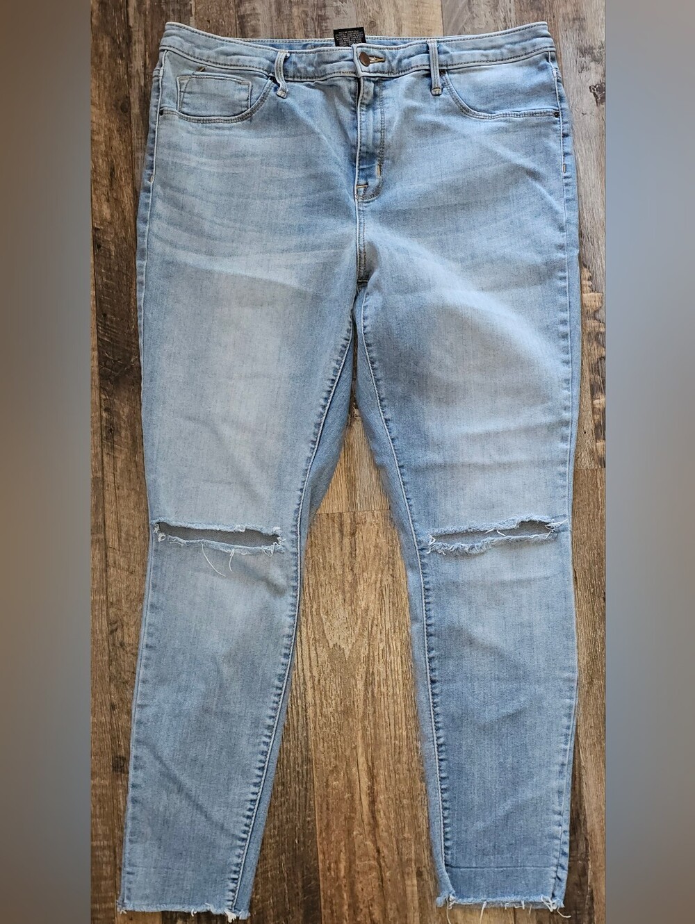 Light Blue Ripped Skinny Jeans - Stretchy Slim Fit